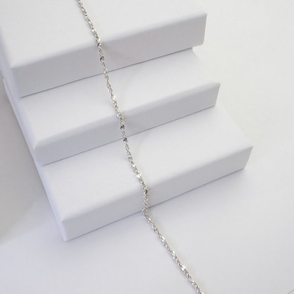 Dainty 9" Sterling Silver Ankle Bracelet, Real Silver Anklet, Stamped 925 ITALY - Picture 6 of 9